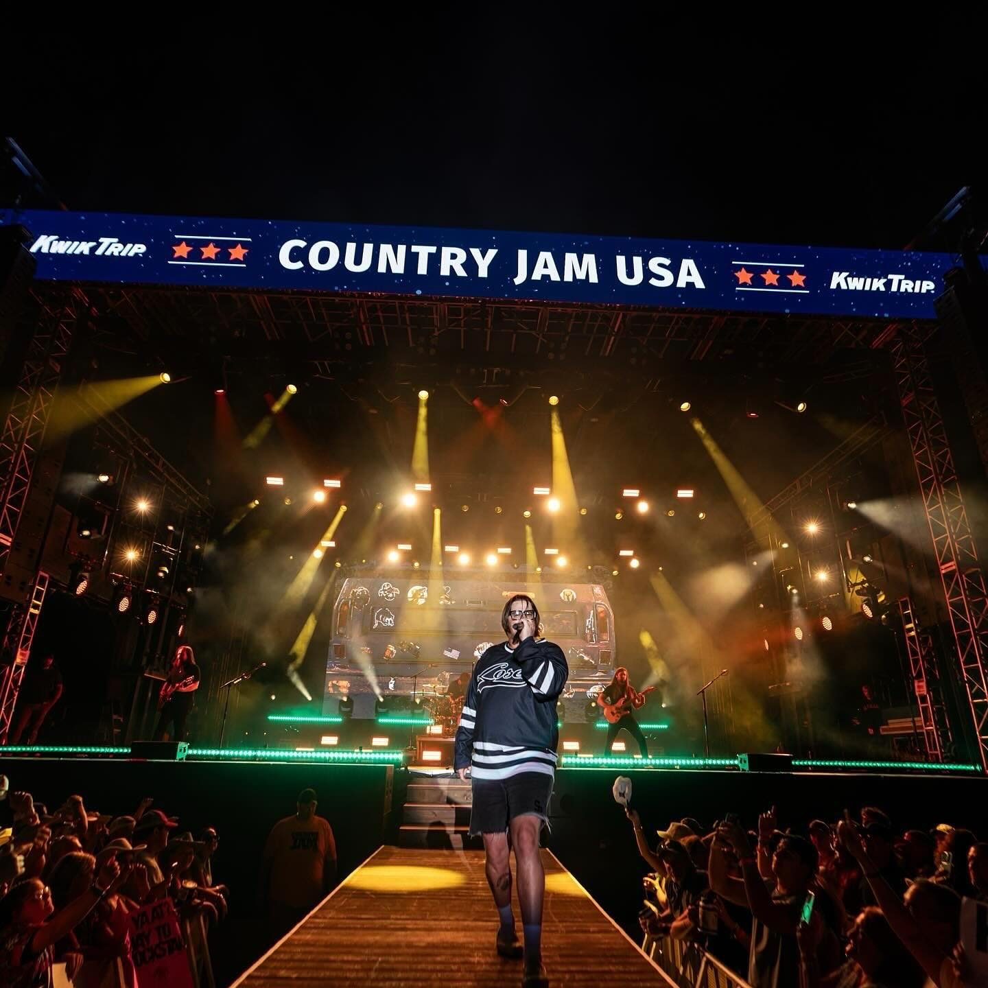 Country Jam USA main stage at night with Kwik Trip branding