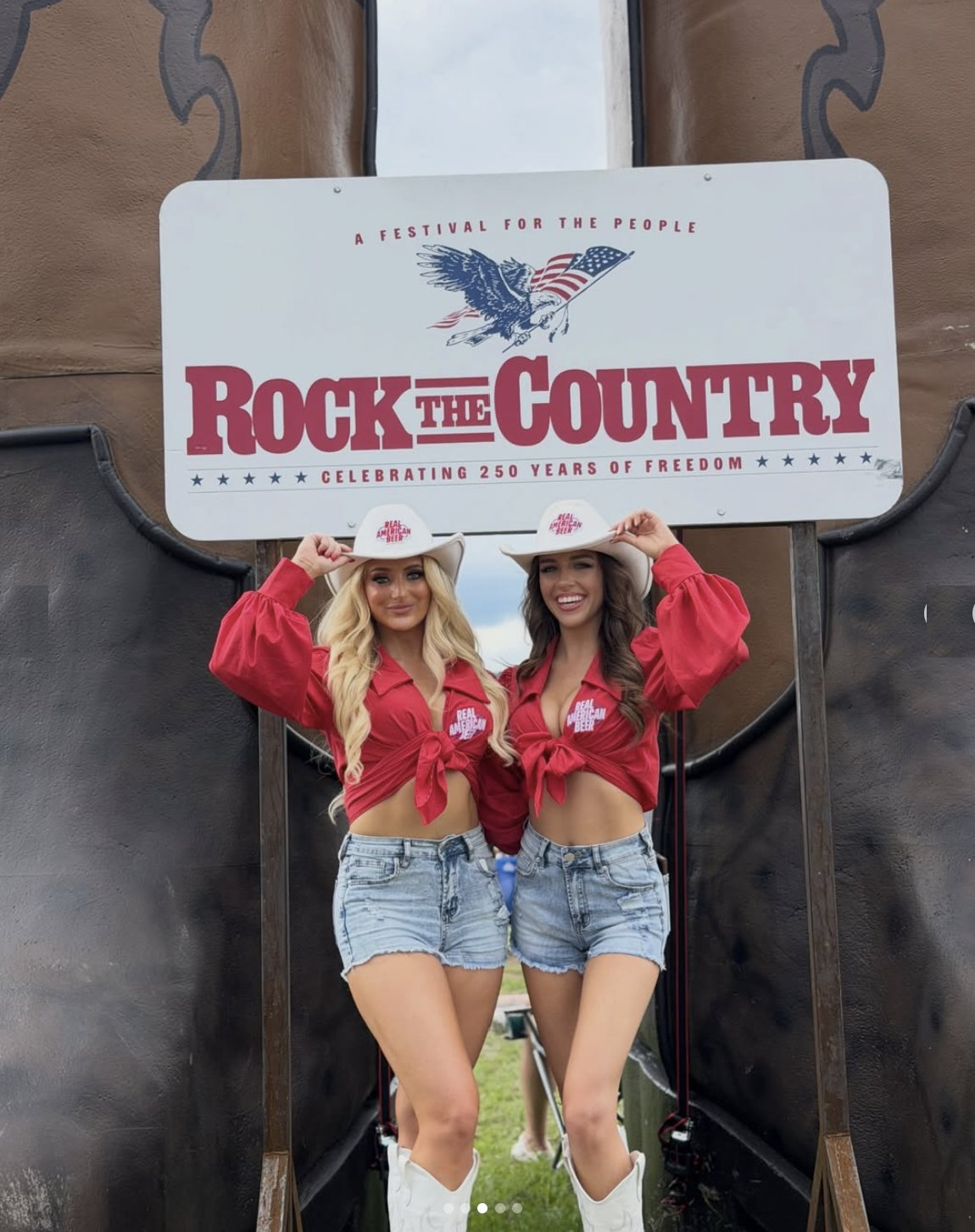 Real American Beer brand ambassadors under the Rock the Country sign