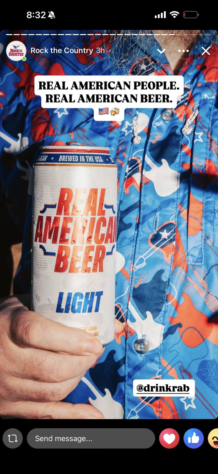 Real American Beer social post from a festival activation