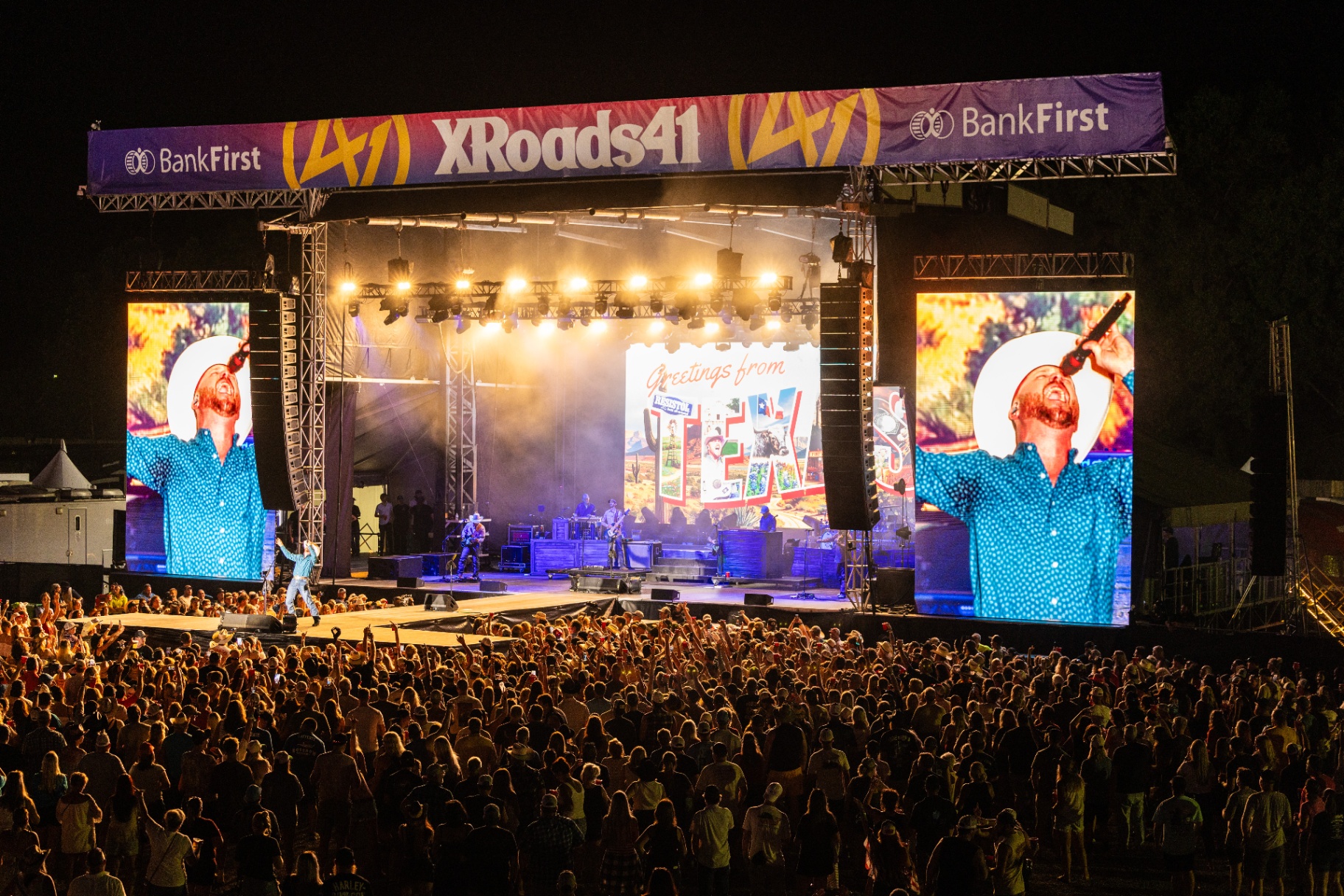 XRoads41 main stage with BankFirst branding during a headline performance