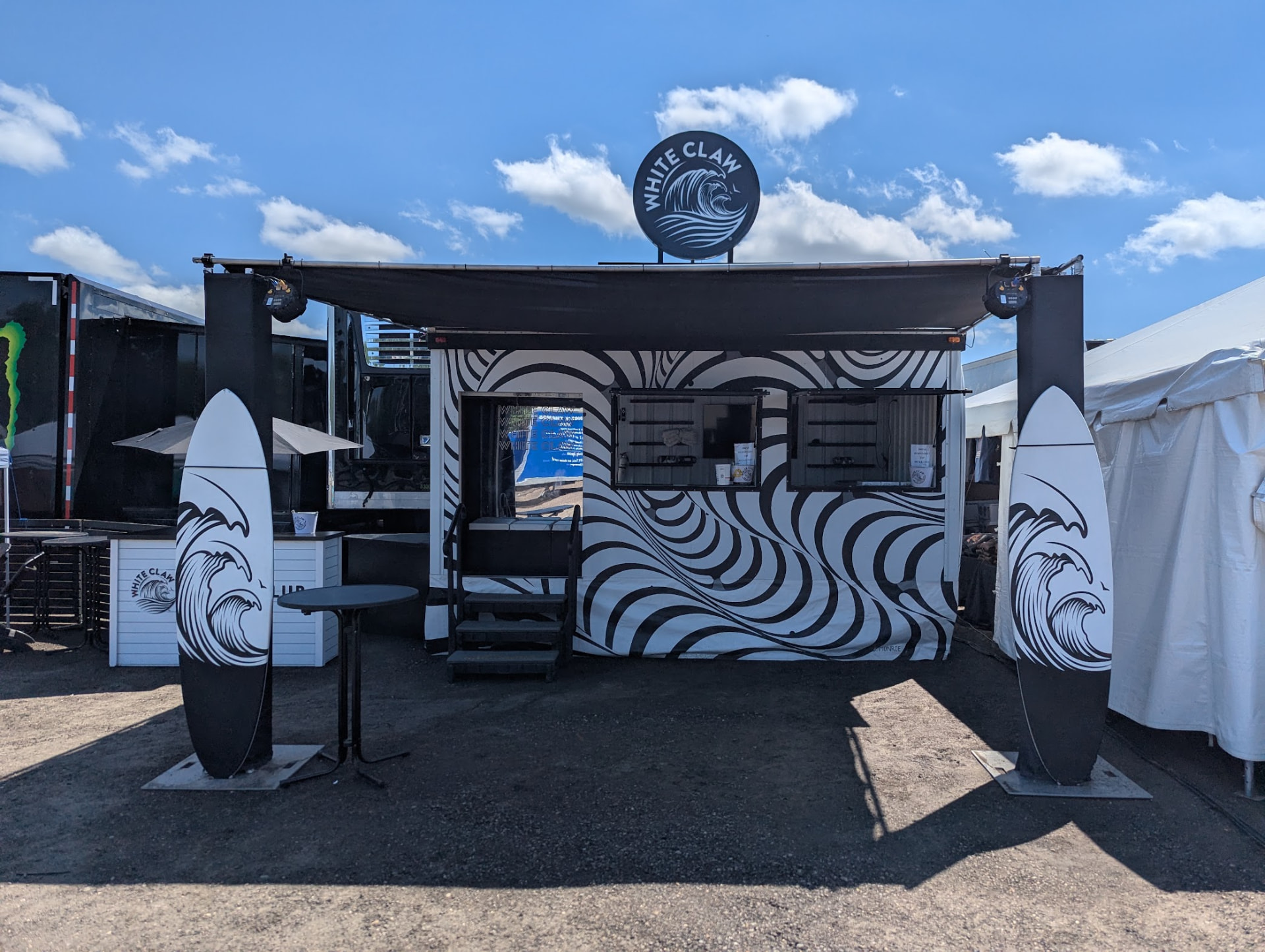 White Claw branded activation structure at the fairgrounds