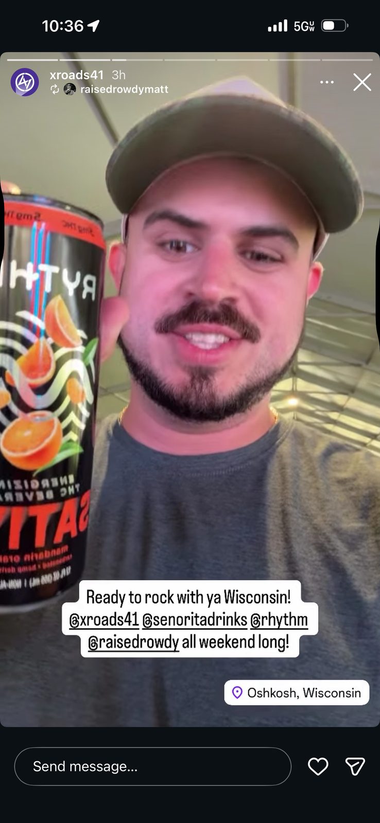 Artist social story promoting RYTHM ahead of a Wisconsin show