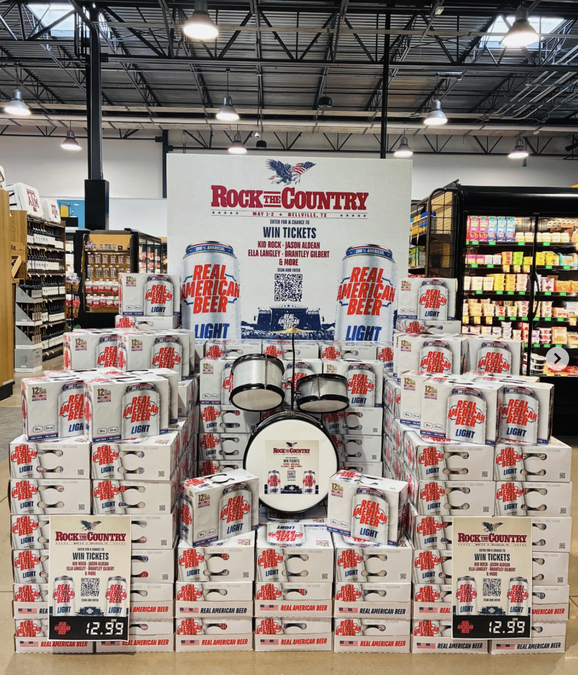 Rock the Country × Real American Beer retail display
