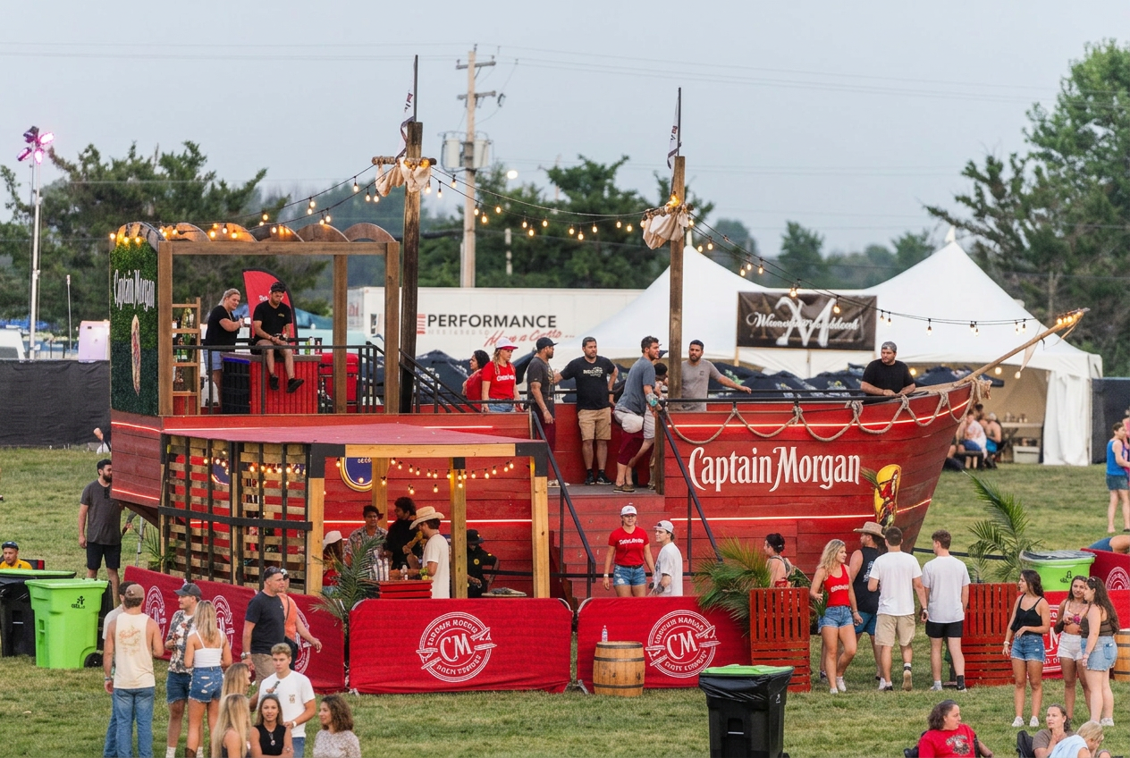 Captain Morgan pirate ship activation on the XRoads41 festival grounds